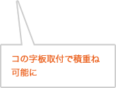 コの字板取付で積重ね可能に